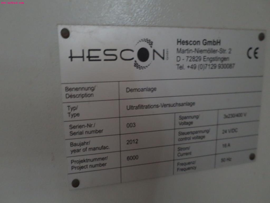 Hescon Ultrafiltrations-Versuchsanlage